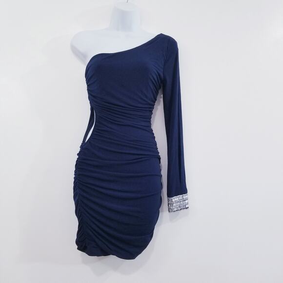City Triangles One Shoulder Rhinestones Cocktail Night Out Dress - Picture 1 of 11